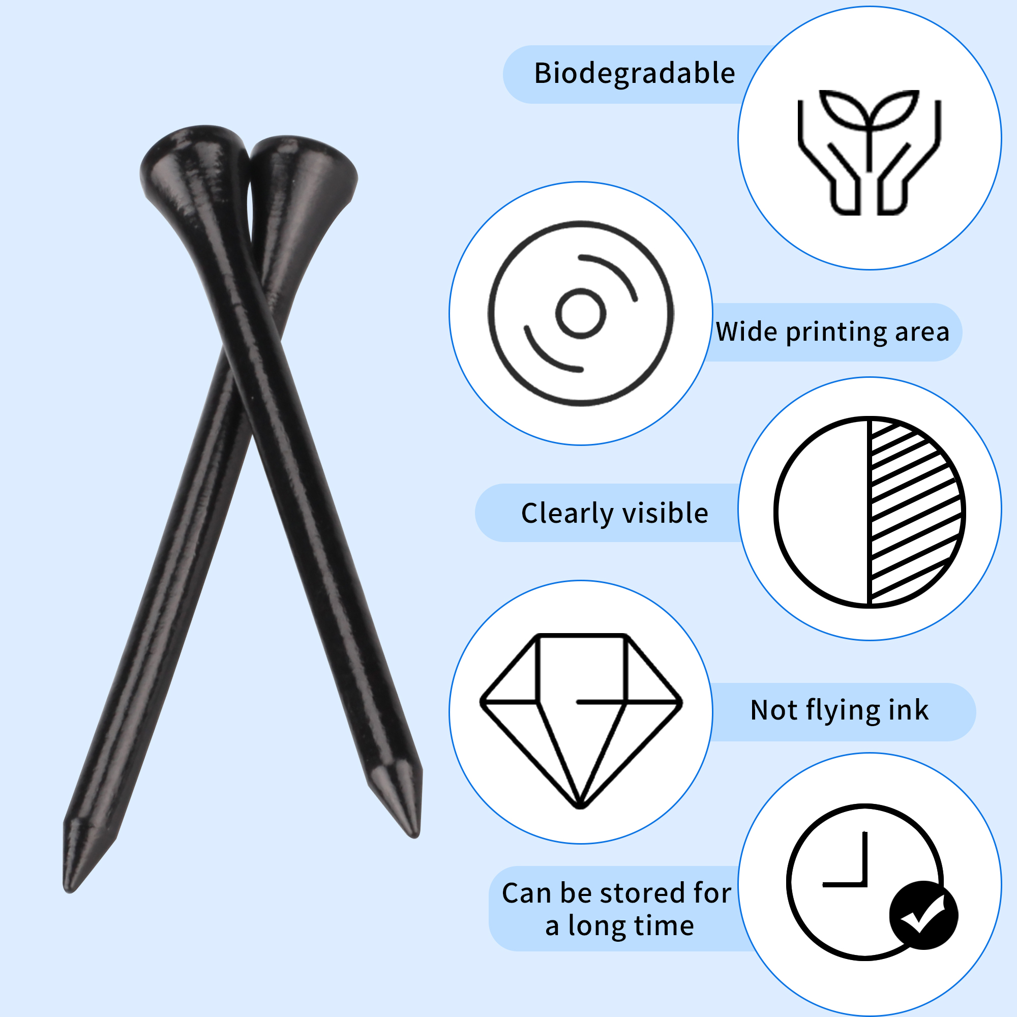 1000PCS Custom Black Wooden Golf Tees with Logo Printing thumbnail 6