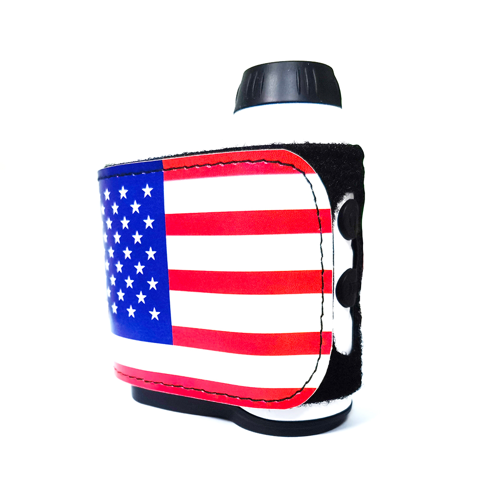 Printed golf rangefinder protective strap with flag design