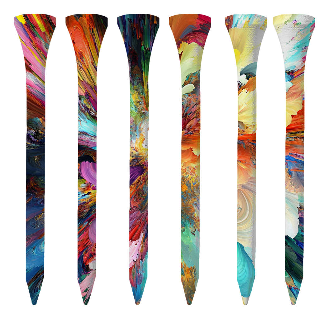 Wholesale wooden golf tees with colorful full-surface patterns