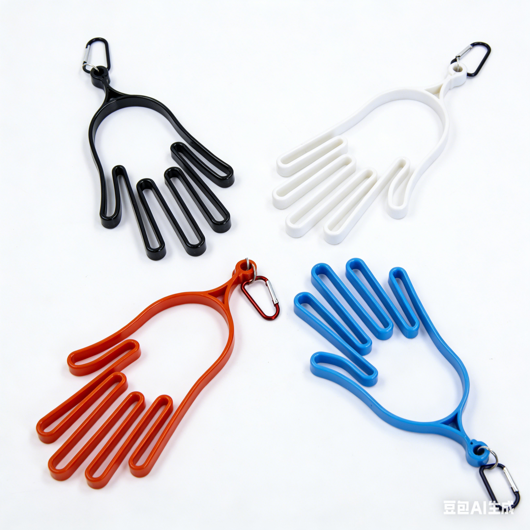 Hand-shaped golf glove shaper with bag attachment clip